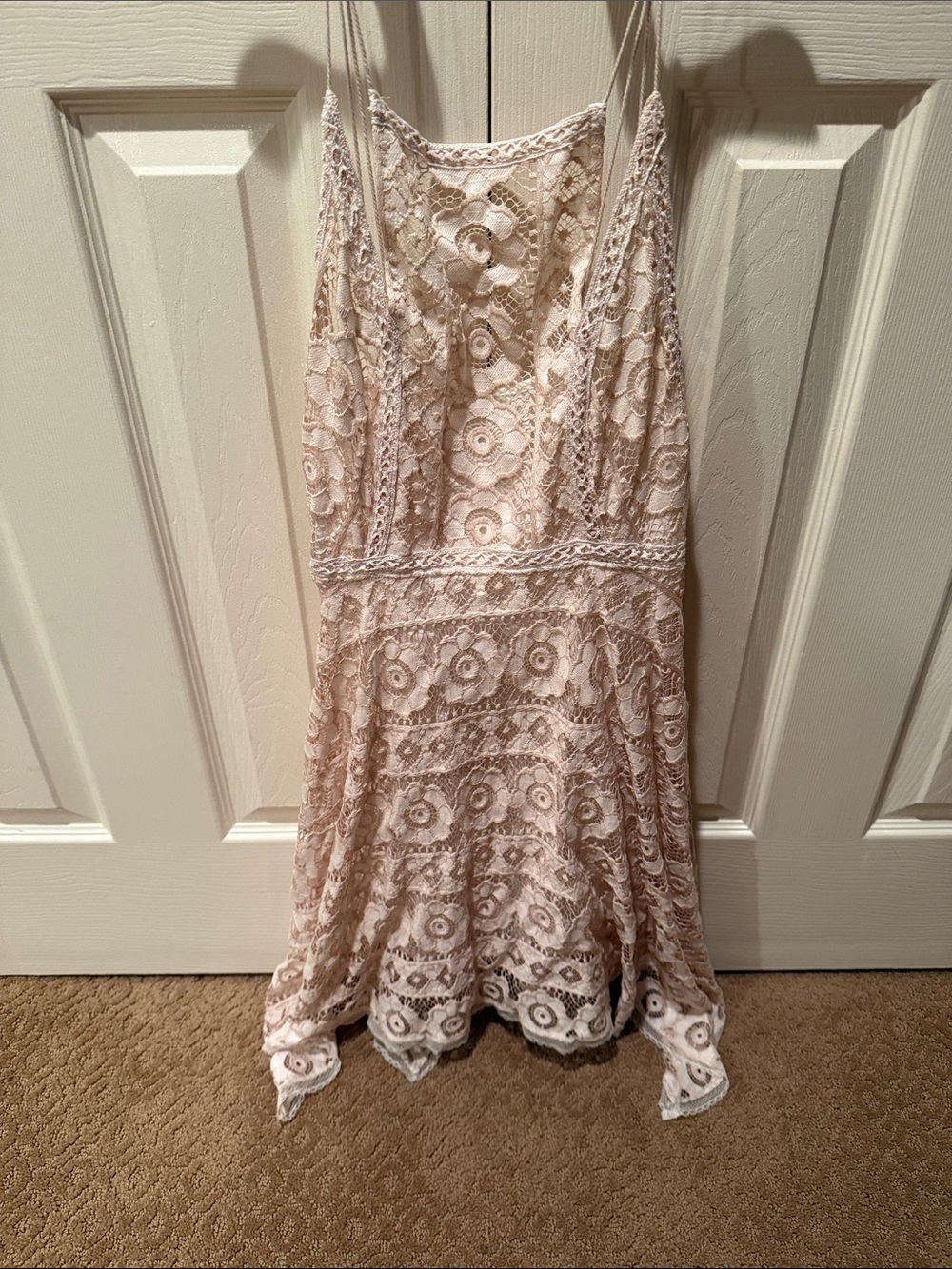 Free People Blush Lace Mini Slip Dress